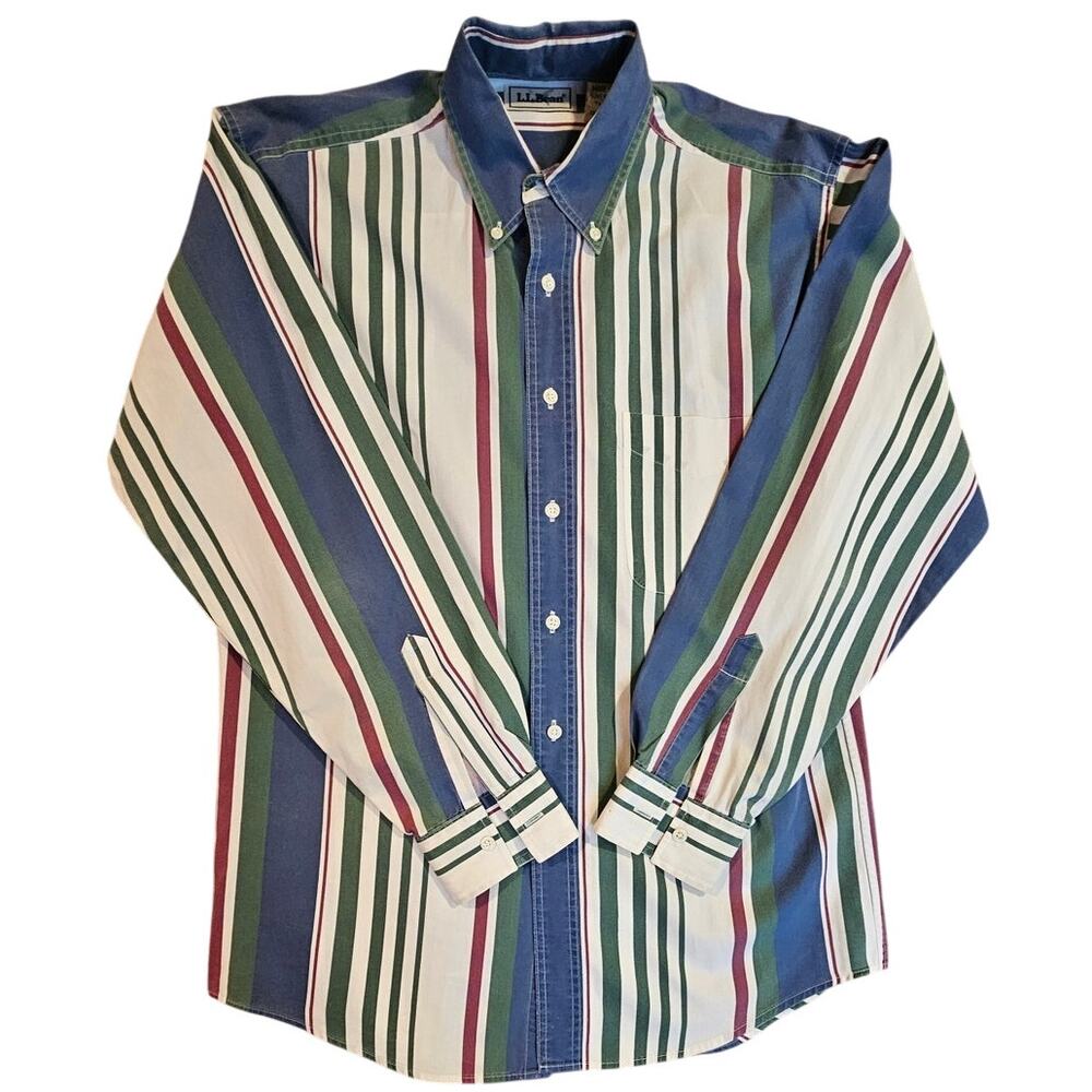 L.L. Bean Vintage 1980's Button Down Shirt Striped, Mens Sz S, 100% Cotton, Rare